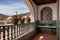 decorative tiled balcony in a spanish revival villa