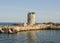 Decorative tower on the beach, resort complex St. St. Constantine and Helen, Bulgaria.