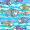 Decorative tropical fish. Seamless pattern. Underwater world. Vector