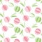 Decorative tulip flower seamless pattern.