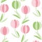 Decorative tulip flower seamless pattern.