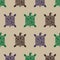 Decorative turtles seamless pattern on a beige background