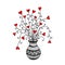 Decorative vase with cute hearts flowers