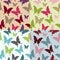 Decorative vector doodle butterfly seamless pattern set