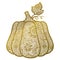 Decorative vector gold pumpkin. Halloween decor. Illustration in mandala style