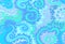 Decorative vector seamless pattern with abstract shapes and blue aquamarine curling lines
