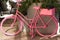 Decorative, vintage bike, painted in pink paint