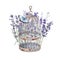 Decorative vintage cage with lavender flowers on a white background. Watercolor illustration of Provencal bouquets. French style.