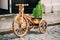 Decorative Vintage Model Old Wooden Bike Bicycle Equipped Basket