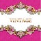 decorative volumetric vintage background frame with gold ornaments and precious stones