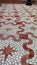 Decorative wavy red paving