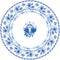 Decorative white and blue plate with flowers