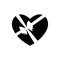 Decorative white bow with crosshair diagonally ribbon isolated on Black heart for Valentine s Day icon. Vector. Symbol love