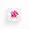 Decorative white gift box with a realistic rubby red bow knot. Decoration element for greeting cards, invitations, banners,