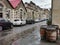 Decorative wine barrels at the corner of Harbour Street, Oamaru, New Zealand