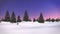 Decorative winter scenery with firs against dawn sky