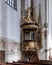 Decorative wood sculpture and frescoes, Church of Saint Vitus, Cesky Krumlov, Czech Republic