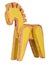 Decorative wooden toy, yellow horse isolated