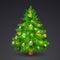 Decorative xmas tree illustration on glossy black background for