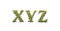Decorative XYZ letters, xmas font mockup isolated