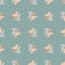 Decorative zoo seamless pattern with pastel pink simple birds shapes. Pastel blue background