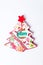 Decoupage Christmas tree decoration on white