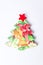 Decoupage Christmas tree decoration on white