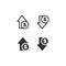 Decrease and increase in profit icon set. Up and down dollar arrow illustration symbol. Sign rise and fall of the dollar vector