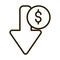 Decrease money arrow financial business stock market line style icon