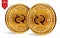 Decred. Crypto currency. 3D isometric Physical coins. Digital currency. Golden coins with Decred symbol isolated on white backgrou
