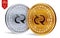Decred. Crypto currency. 3D isometric Physical coins. Digital currency. Golden and silver coins with Decred symbol