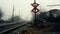 Decrepit Railroad: A Misty Manapunk Intersection With Urban Signage