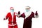 Ded Moroz from Russia and Santa Claus in medical masks.