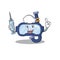 A dedicate dive glasses nurse mascot design with a syringe