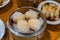 Dedicated crystal shrimp dumpling in Chinese dimsum steamer box