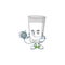 A dedicated Doctor glass of milk Cartoon character with stethoscope