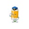 A dedicated Police officer of beer can cartoon drawing concept