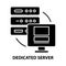 dedicated server icon, black vector sign with editable strokes, concept illustration