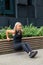 Dedicated Woman Doing Triceps Dips Outdoor in the City