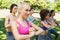 dedicated women exercising in park