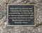 Dedication plaque for the Covered Bridge across Gore Creek in Vail Village, Colorado.