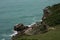 Deep Blue Ocean off the Rocky Cliff