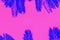 Deep blue palm leaves on vivid pink magenta background. Minimal concept. Copy space