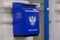 Deep blue Russian post mailbox