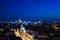 Deep blue saturated night sky with nightlights in the Moscow panorama