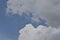 Deep blue sky background with white puffy & fluffy cumulus or cumulonimbus cloud in tropical summer climate weather