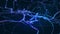 Deep blue space with neurons, 3D animation