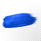 Deep blue watercolor brush abstract stroke. Vector oil paint smear