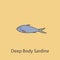 deep body sardine 2 colored line icon. Simple purple and gray element illustration. deep body sardine concept outline symbol desig