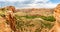 Deep canyon, rocks and mountains